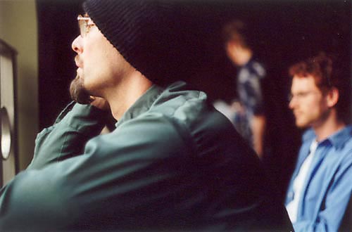 a quiet moment before hitting the stage